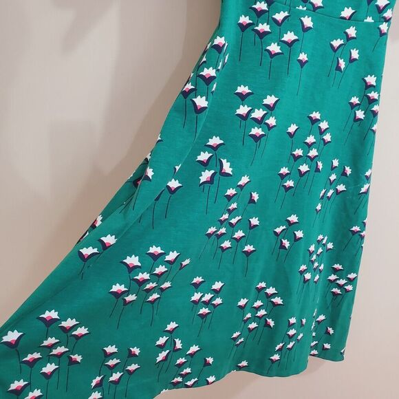 Boden Leonie Jersey dress Womens Size 4P Petite forest green Floral Fit & Flare - Picture 7 of 11